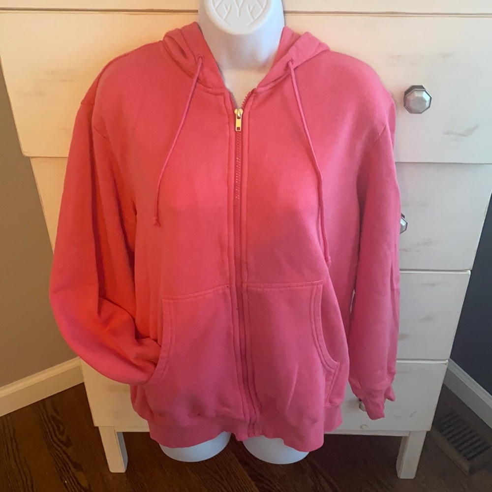 Zip up hooded sweat shirt